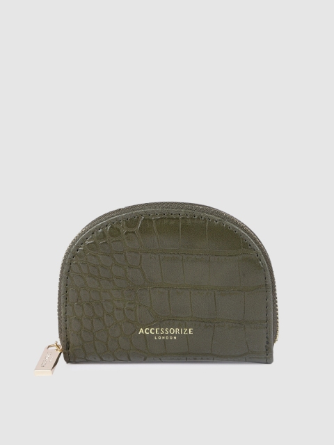 

Accessorize Women Olive Green Textured Coin Purse