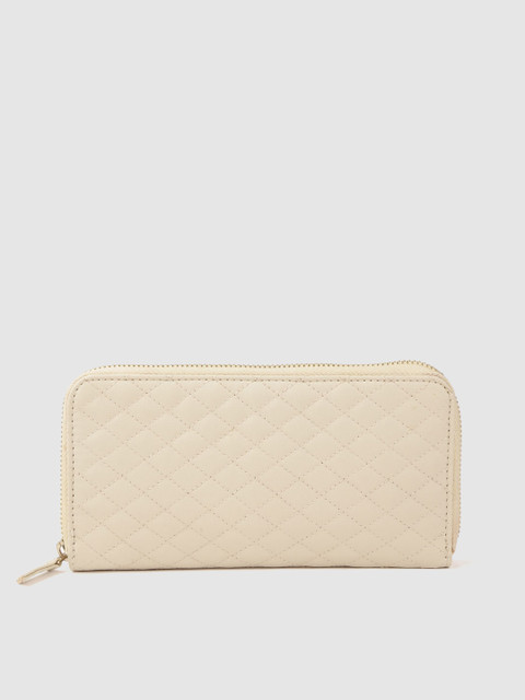 

Carlton London Women Beige Quilted Zip Around Wallet