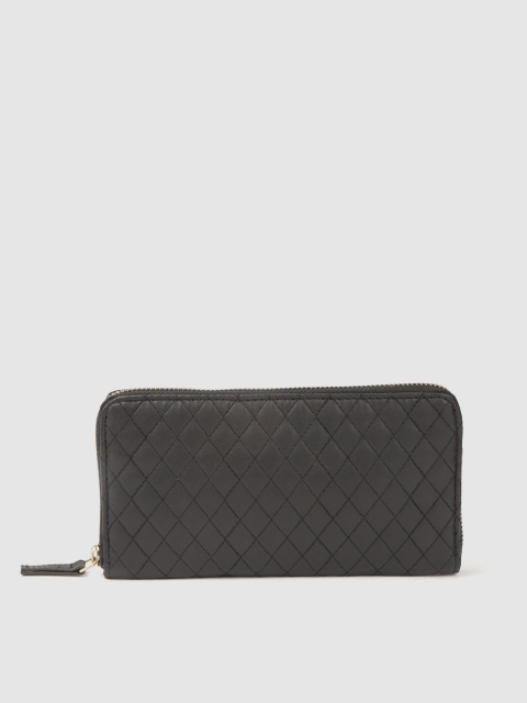

Carlton London Women Black Quilted Zip Around Wallet