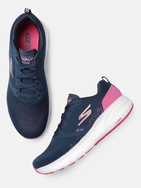 

Skechers Women Navy Blue & Pink GO RUN RIDE 8 Running Shoes