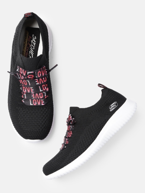 

Skechers Women Black ULTRA FLEX-WITH LOVE Slip-On Sneakers