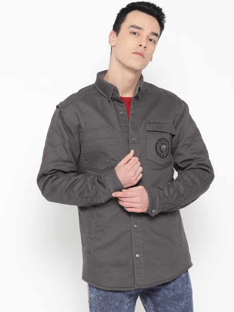 

Harley-Davidson Men Charcoal Grey Solid Padded Jacket