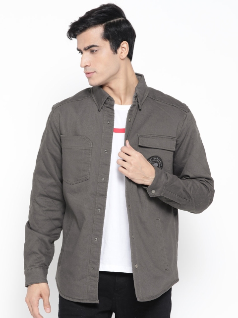 

Harley-Davidson Men Charcoal Grey Solid Padded Jacket