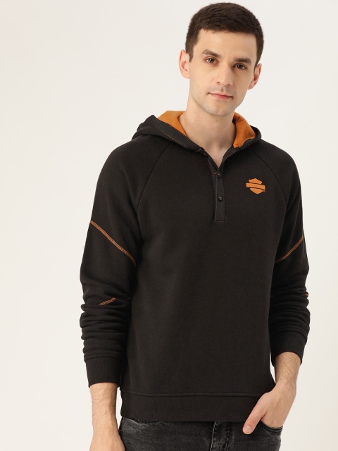 

Harley-Davidson Men Black Back Brand Logo Printed Hooded Sweatshirt