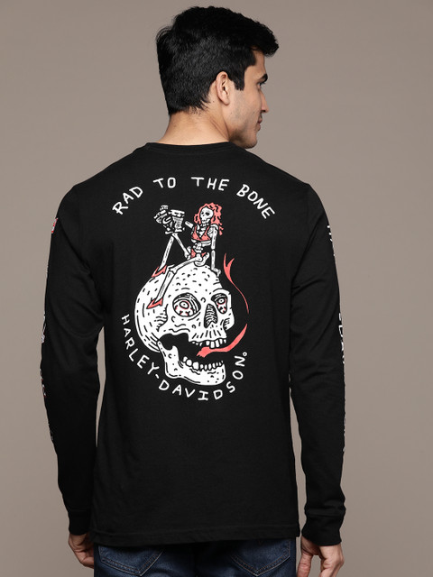 

Harley-Davidson Men Black Printed Back Round Neck T-shirt