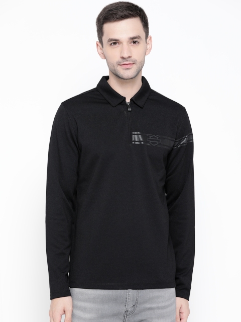 

Harley-Davidson Men Black Solid Polo Collar T-shirt