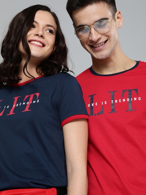 

Mast & Harbour Men Twin Collection Red Printed Round Neck T-shirt
