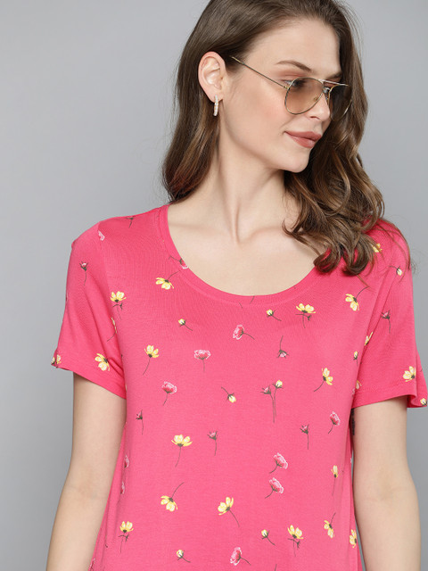 

Mast & Harbour Women Pink Printed Round Neck T-shirt