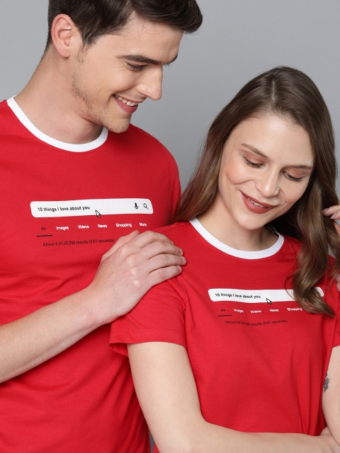 

Mast & Harbour Men Twin Collection Red Printed Round Neck T-shirt