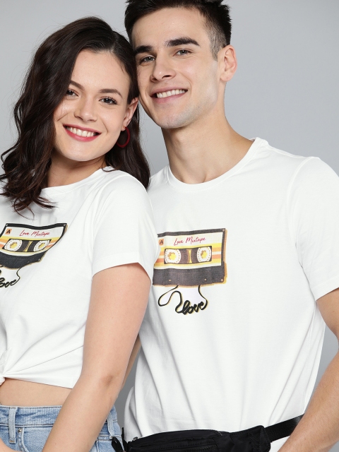 

Mast Harbour Men Twin Collection White Printed Round Neck Pure Cotton T-shirt