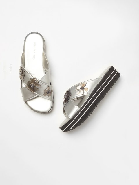 

CHARLES & KEITH Women Silver-Toned Solid Heels