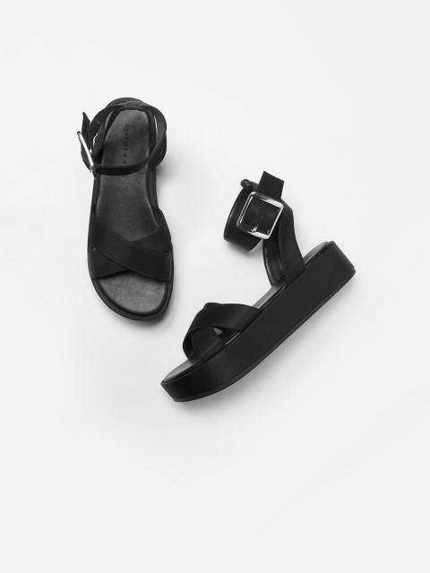 

CHARLES & KEITH Women Black Solid Sandals