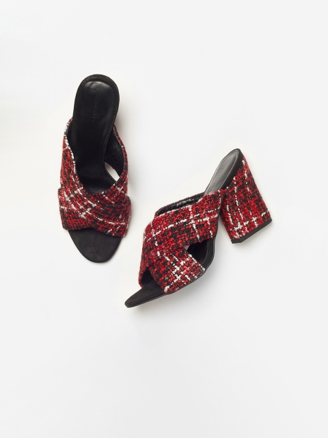 

CHARLES & KEITH Women Red & Black Woven Design Heels
