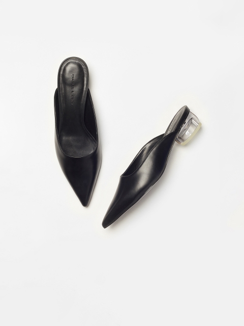 

CHARLES & KEITH Women Black Solid Mules