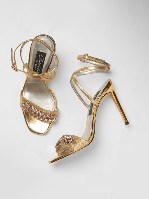 

CHARLES & KEITH Women Gold-Toned High-Top Solid Sandals