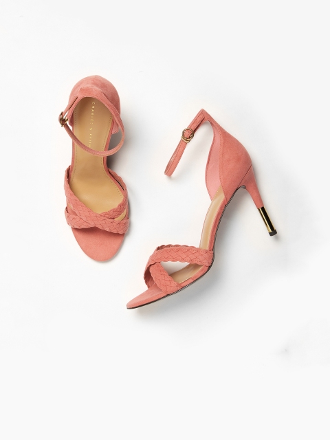 

CHARLES & KEITH Women Pink Woven Design Heels