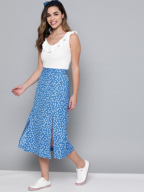 

Mast & Harbour Women Blue & White Printed A-Line Skirt