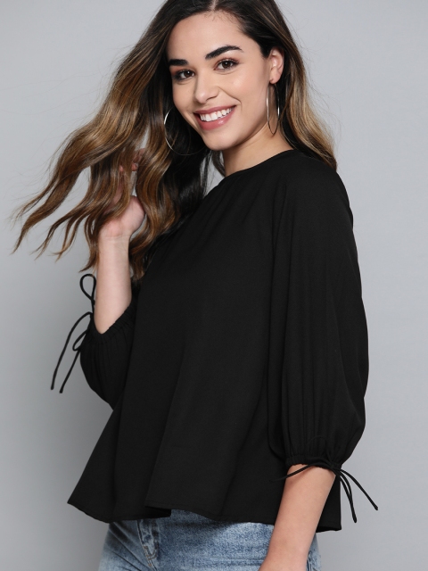 

Mast & Harbour Women Black Solid Top
