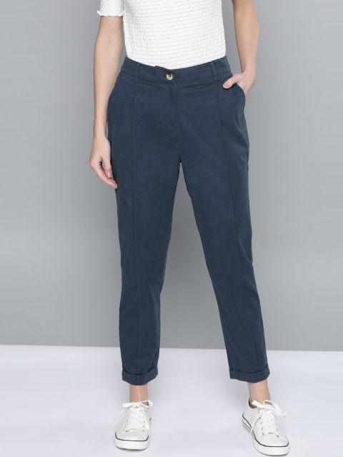 

Mast & Harbour Women Navy Blue Regular Fit Solid Cropped Chinos