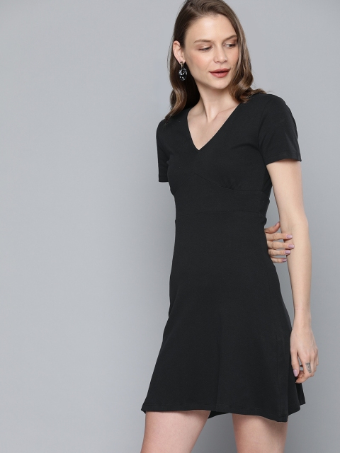 

Mast & Harbour Women Black Solid A-Line Dress