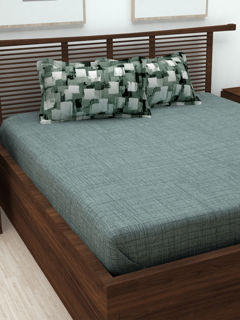 

Story@home Green Solid 152 TC Cotton 1 Queen Bedsheet with 2 Pillow Covers