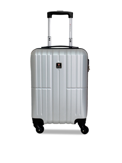 

Swiss Military Unisex Silver-Toned Textured Cabin Feather Light Trolley Bag