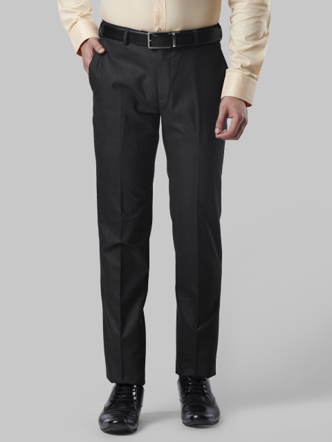 

Raymond Men Black Slim Fit Solid Formal Trousers