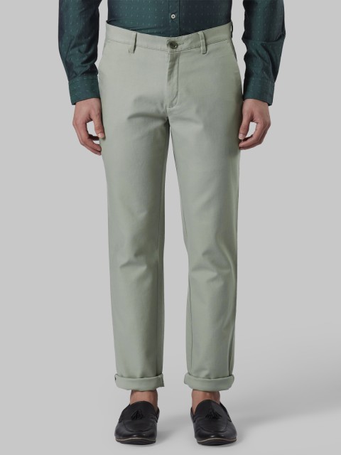 

Raymond Men Green Slim Fit Solid Formal Trousers