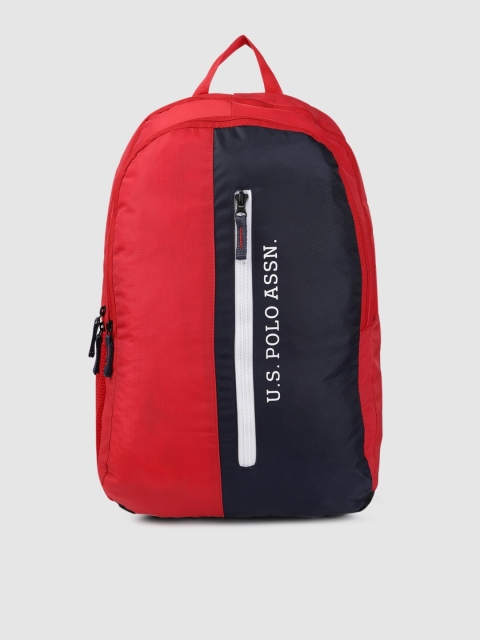 

U.S. Polo Assn. Unisex Red & Navy Blue Brand Logo Backpack