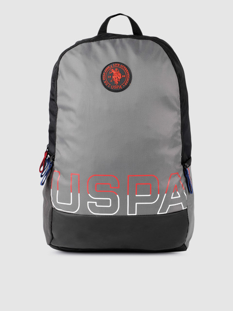 

U.S. Polo Assn. Unisex Grey & Black Brand Logo Backpack