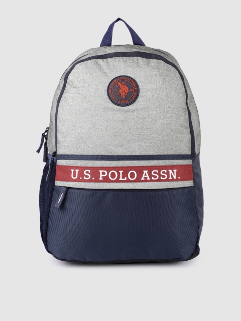 

U.S. Polo Assn. Unisex Grey & Navy Blue Colourblocked Backpack