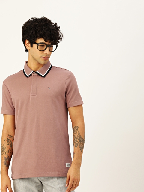 

Mr Bowerbird Men Mauve Solid Tailored Fit Polo Collar T-shirt
