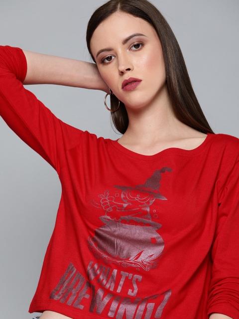 

Kook N Keech Garfield Women Red Printed Round Neck T-shirt