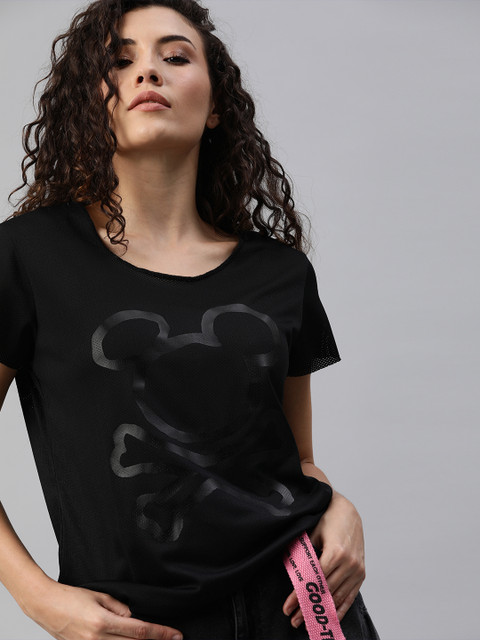 

Kook N Keech Disney Women Black Printed Round Neck T-shirt