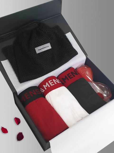 

DAMENSCH Men Pack Of 3 Solid Trunks DAM-1-T-PACK-3-MIX-VAL, Red