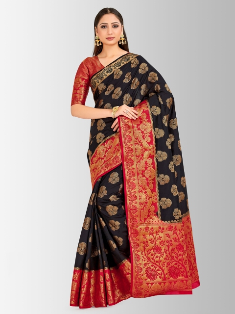 

MIMOSA Black Art Silk Embellished Kanjeevaram Saree