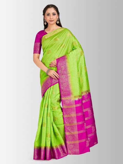 

MIMOSA Green & Magenta Art Silk Woven Design Kanjeevaram Saree