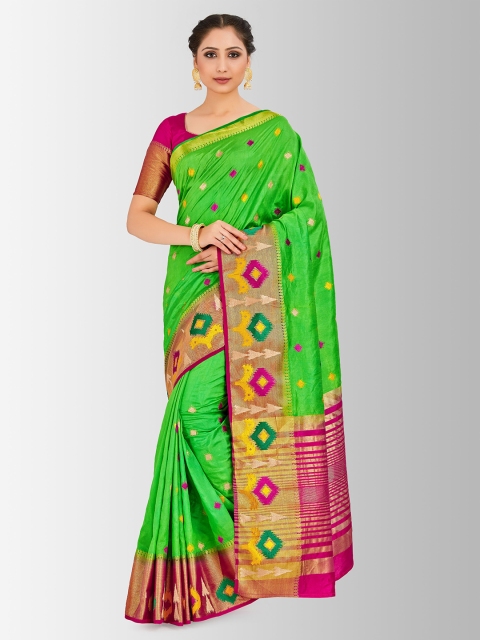 

MIMOSA Green Art Silk Embellished Kanjeevaram Saree