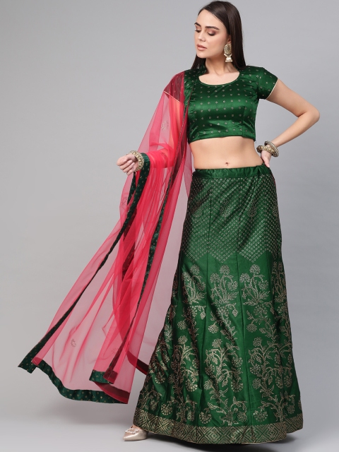 

Chhabra 555 Green & Golden Semi-Stitched Lehenga & Unstitched Blouse with Dupatta