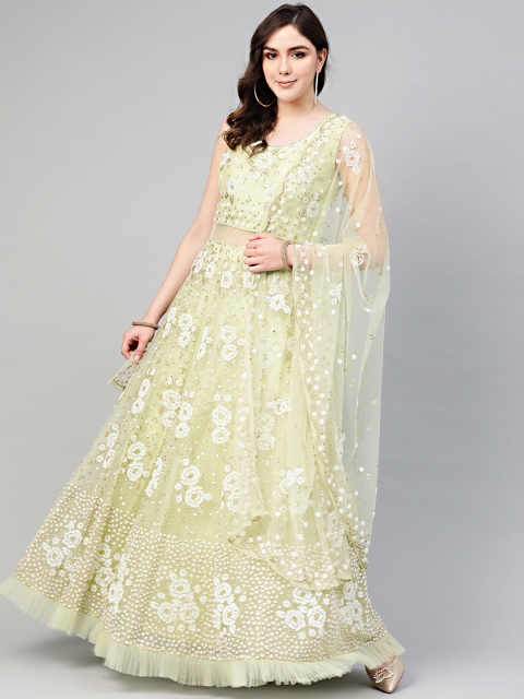 

Chhabra 555 Green & Golden Embellished Made to Measure Cocktail Gown With Dupatta