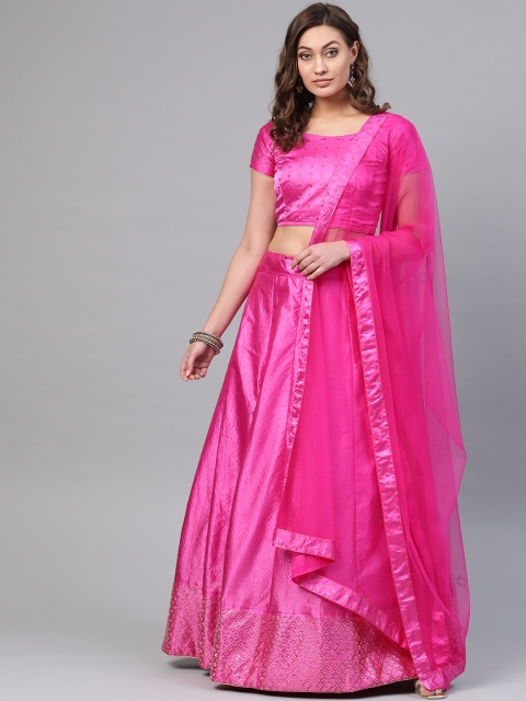 

Chhabra 555 Pink & Golden Semi-stitched Lehenga with Unstiched Choli & Dupatta