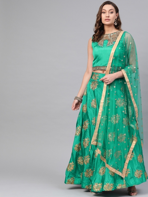 

Chhabra 555 Green & Golden Embroidered Made to Measure Lehenga Choli With Dupatta