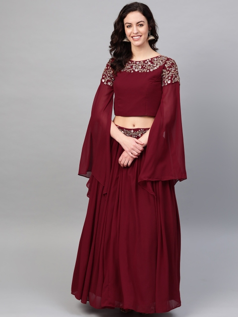 

Chhabra 555 Women Maroon Solid Made to Measure Lehenga & Choli