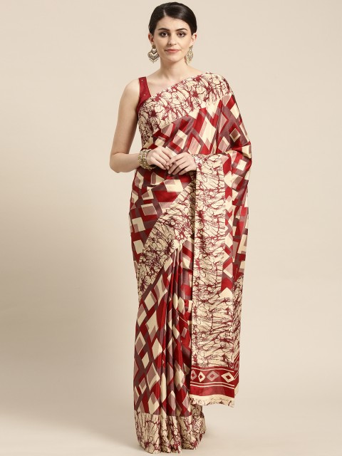

Chhabra 555 Maroon & Beige Printed Saree
