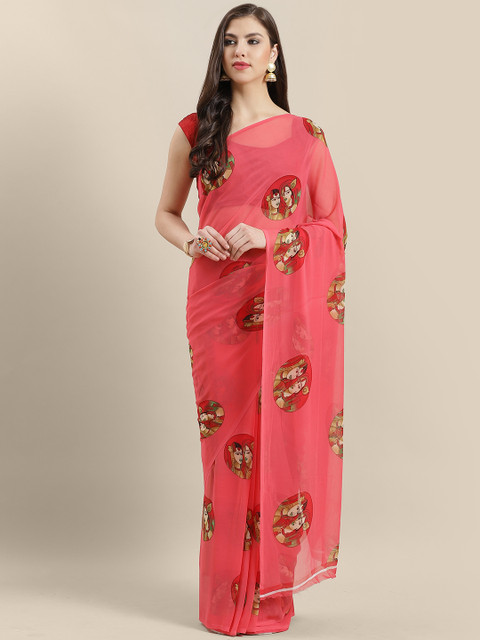 

Chhabra 555 Pink Printed Saree
