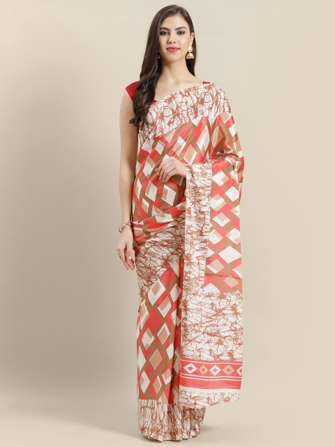 

Chhabra 555 Peach-Coloured & Beige Printed Saree