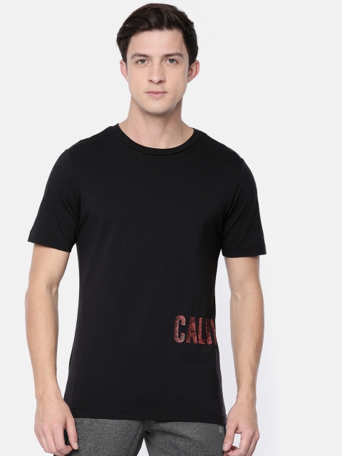 

Calvin Klein Jeans Performance Men Black Solid Round Neck T-shirt with Printed Detailing