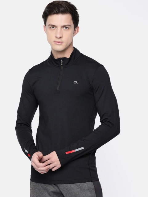 

Calvin Klein Jeans Men Black Solid Mock Collar Sports T-shirt