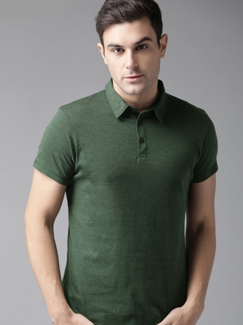 

Roadster Men Green Solid Polo Collar Pure Cotton T-shirt
