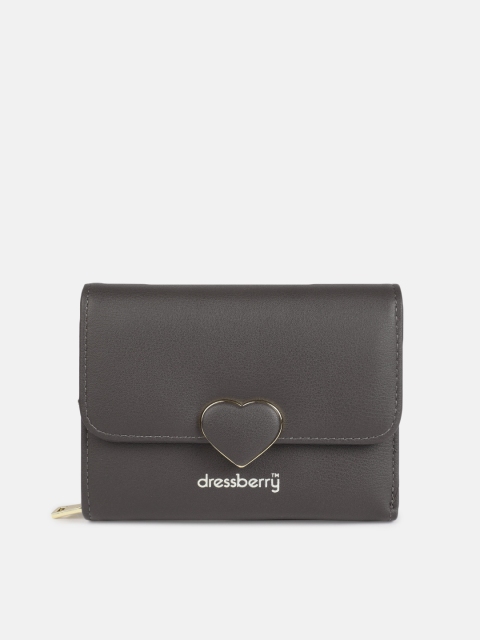 

DressBerry Women Grey Solid Three Fold Wallet